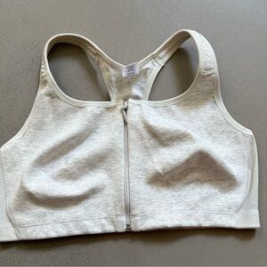 Gray Zip-Front Sports Bra